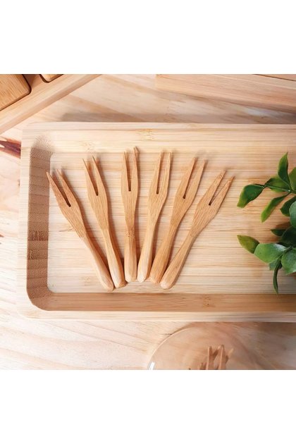 Conjunto de Mini Garfos Bambu 6 Unidades
