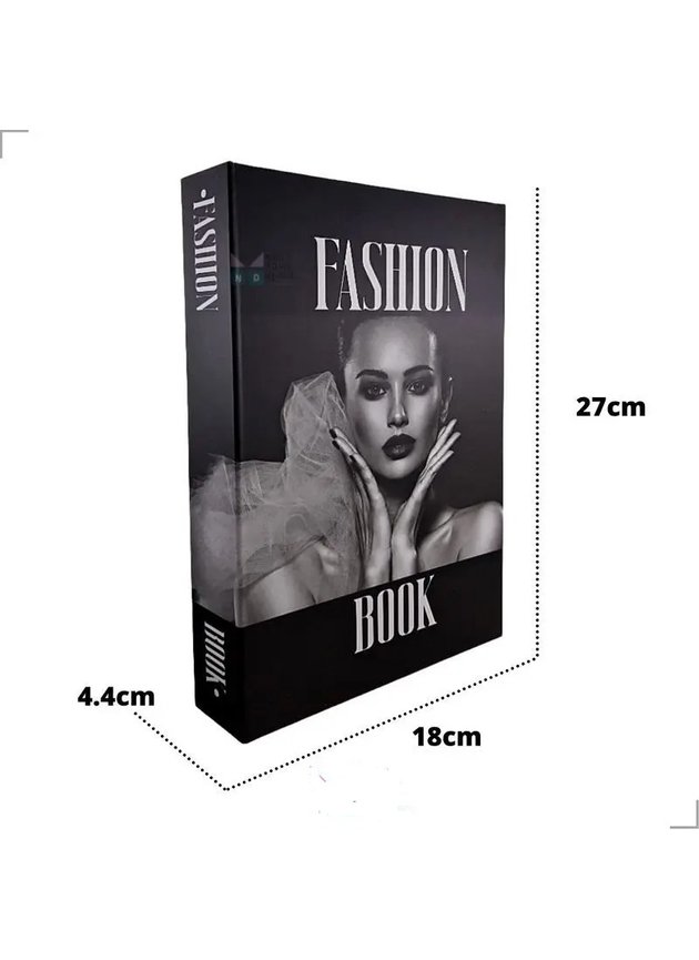 Livro Caixa Fake Preto Fashion Papel A27XC18XL4.4cm